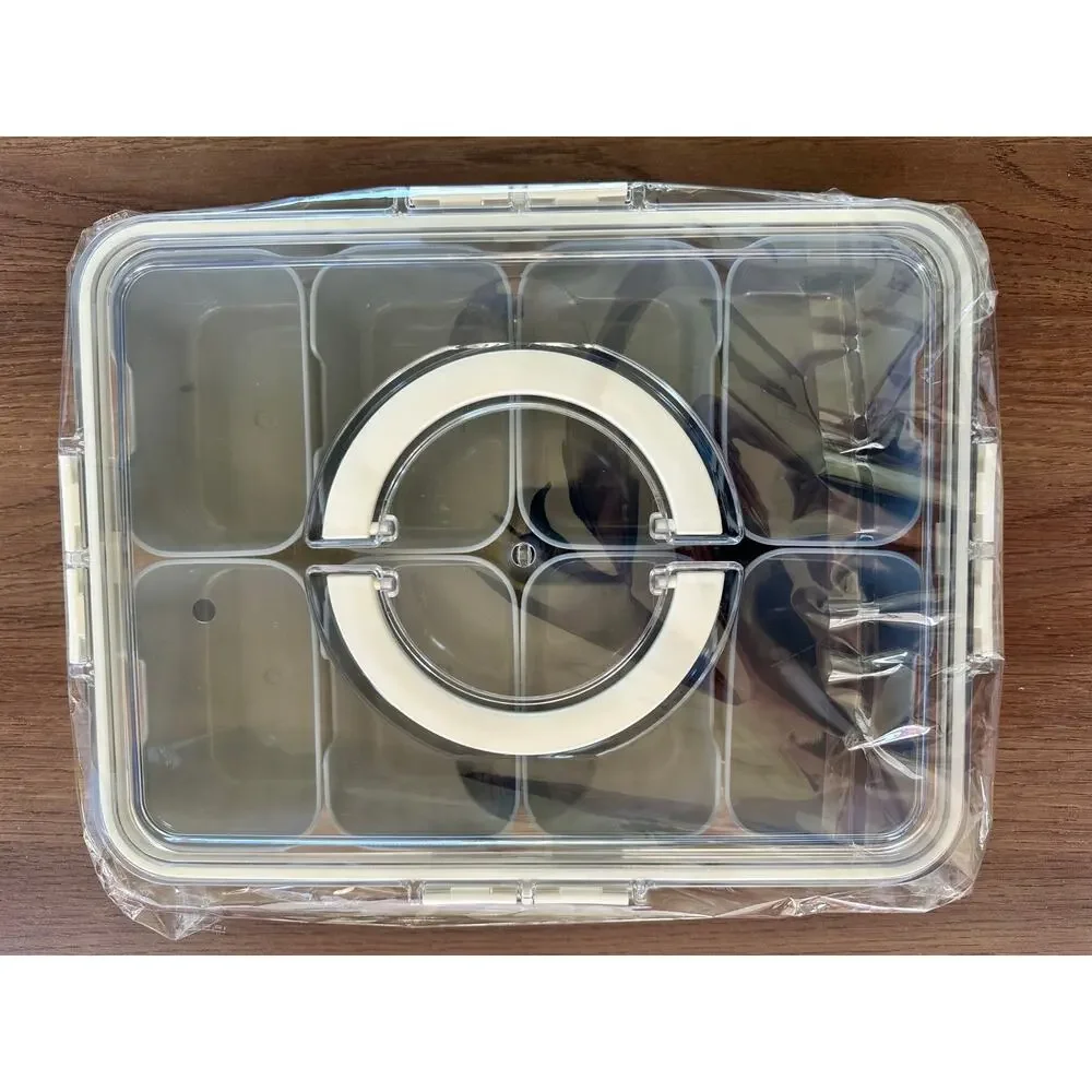 Snackle Box Container 8 Compartment Portable Travel Snack Organizer Lid BPA Free